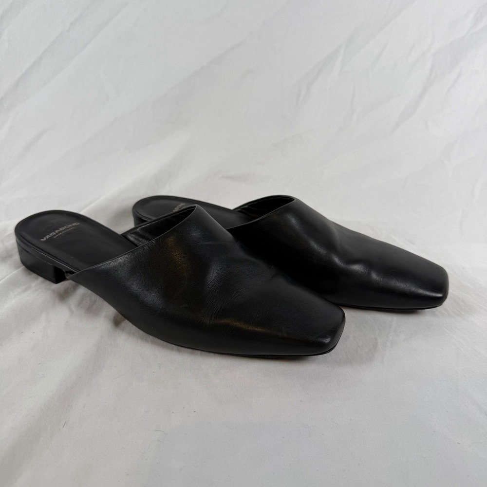 Vagabond Shoemakers Erin Black Leather Square Toe Casual Mules Flats EU40 US 10